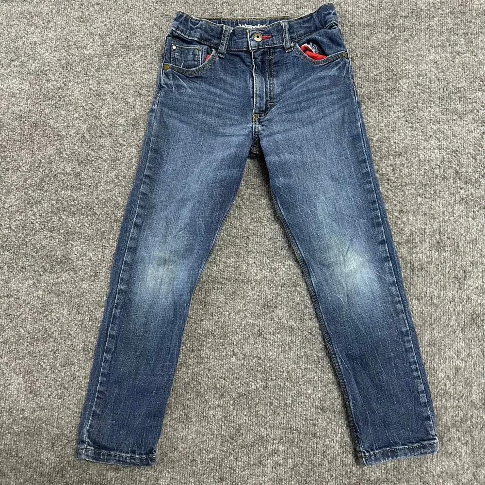 Wrangler Jeans Boys Size 7 Regular Blue Slim Fit Adjustable Waist Denim 5TELWDN